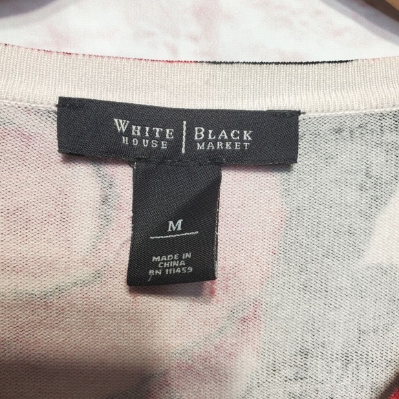 White House Black Market Cardigan Sweater Womens Medium Red Rose Floral Velvet - Picture 3 of 10